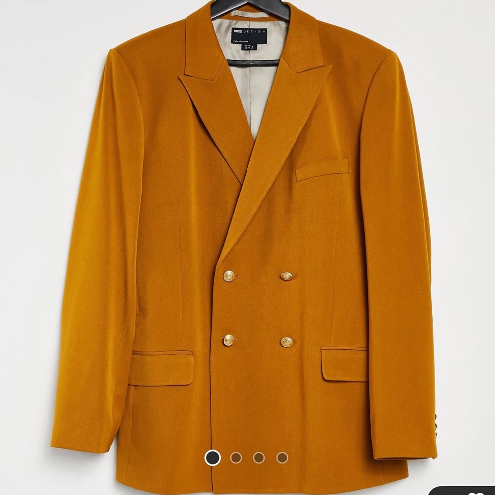 ASOS Design wedding Skinny double breast blazer in burnt orange